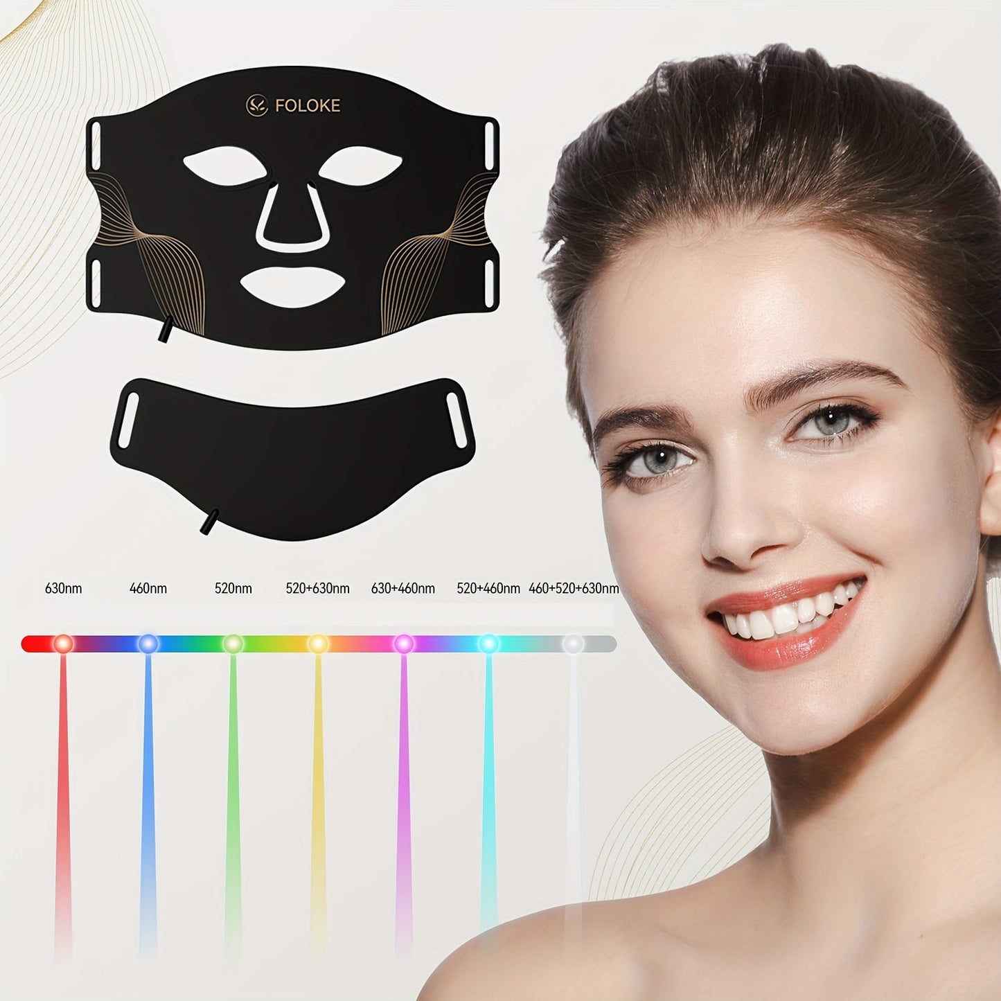 FOLOKE LED Light Therapy Mask Skin Care, 103 3-in-1 Fusion LED Beads, LEDs face mask & neck mask Infrared Red - Wavelength for Home Use, – Advanced Skincare Made Easy Bright Mart