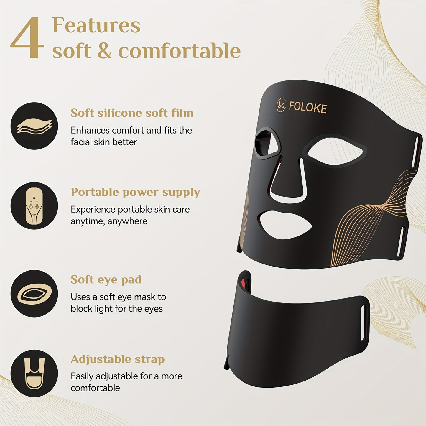 FOLOKE LED Light Therapy Mask Skin Care, 103 3-in-1 Fusion LED Beads, LEDs face mask & neck mask Infrared Red - Wavelength for Home Use, – Advanced Skincare Made Easy Bright Mart
