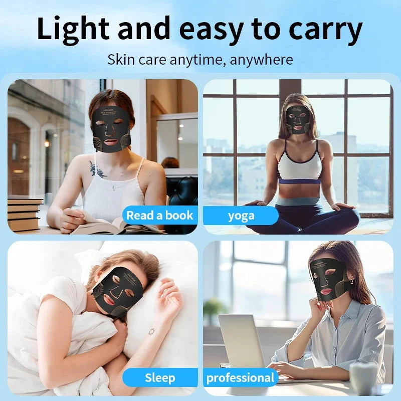 7 Color LED Face Mask with Neck Wireless Portable Red Light Therapy for Anti-Aging, Wrinkles, Skin Rejuvenation, Home Use Bright Mart