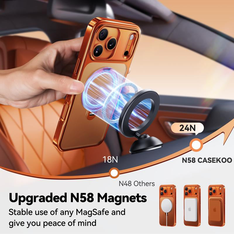 CASEKOO Cosmic Orange Iphone 17 Pro Max Case with 360 Spin Magnetic Stand [Fit for Magsafe][17Ft Military Protection] Slim Polished for Iphone 17 Pro Max Case with Stand 6.9'', Cosmic Orange