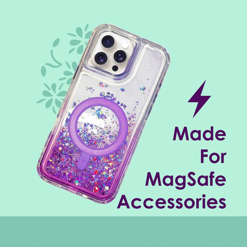 Entronix Case for Iphone 17/16 Air/Plus/Pro Max - Cute Liquid Glitter Triple-Layer Cover, [Magnetic] Smartphone Accessories Protective Shockproof
