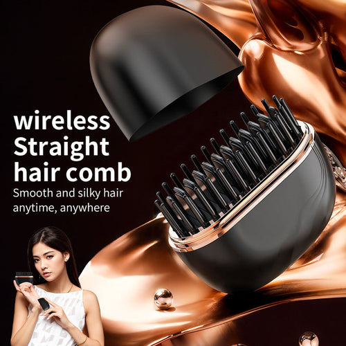 Cordless Mini Hair Straightener Brush – Pocket-Size, Rechargeable & Travel Friendly Bright Mart