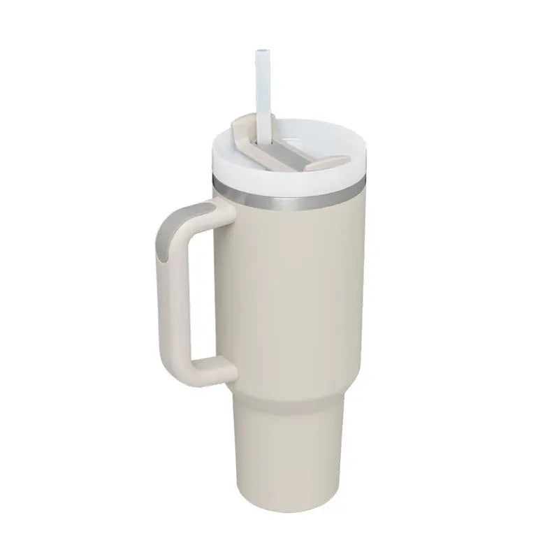 40 Oz Insulated Tumbler with Handle & Straw, Stainless Steel Vacuum Coffee Mug with Lid, Spill Proof Travel Cup for Car, Office, Gym – Valentine’s Day Gift for Lovers Bright Mart