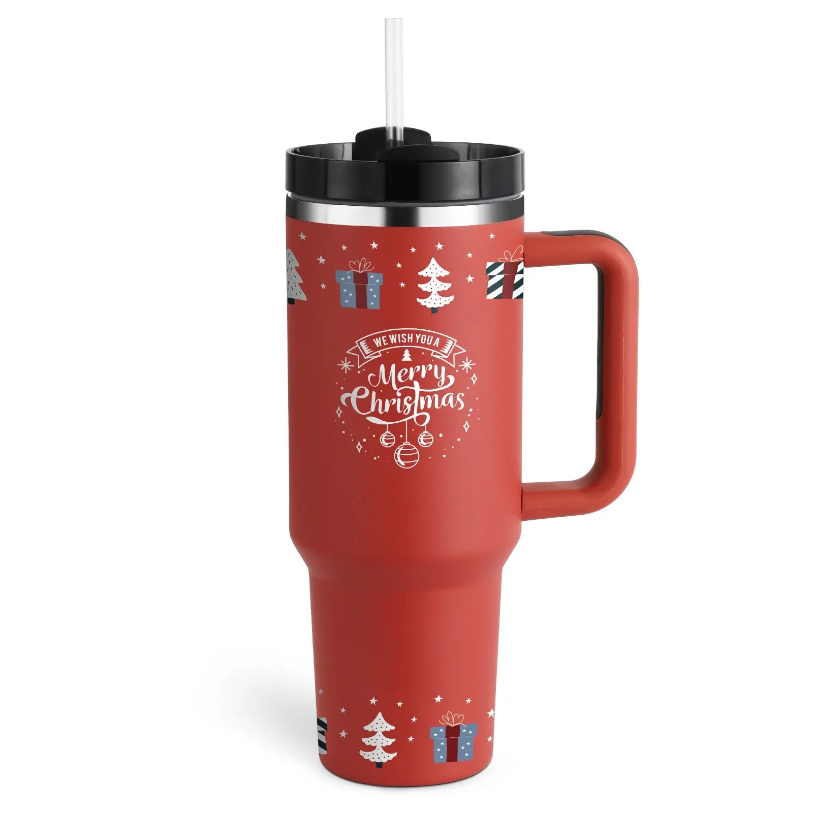 40 Oz Insulated Tumbler with Handle & Straw, Stainless Steel Vacuum Coffee Mug with Lid, Spill Proof Travel Cup for Car, Office, Gym – Valentine’s Day Gift for Lovers Bright Mart