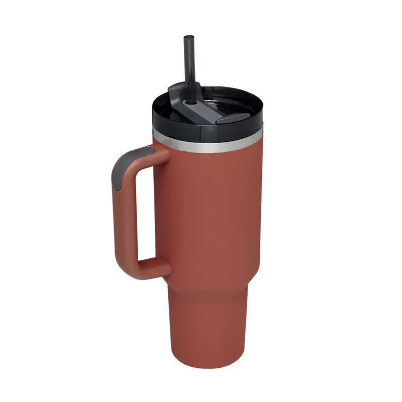 40 Oz Insulated Tumbler with Handle & Straw, Stainless Steel Vacuum Coffee Mug with Lid, Spill Proof Travel Cup for Car, Office, Gym – Valentine’s Day Gift for Lovers Bright Mart