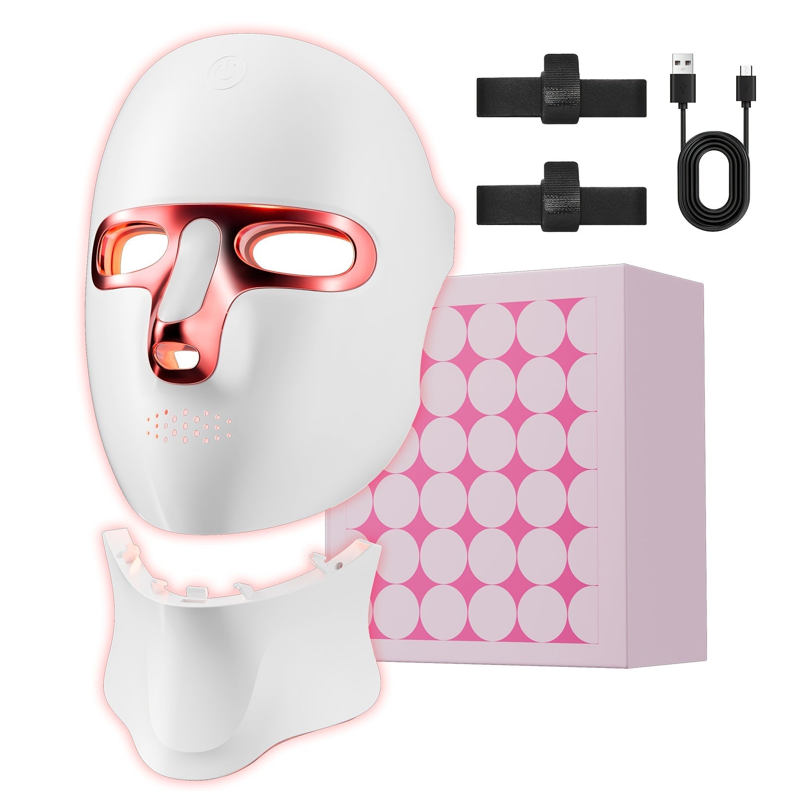 FOLOKE Red Light Therapy Mask for Face & Neck, LED Face Light Therapy,USB C Rechargeable,Infrared Mask for Home Working Travel Yoga Bright Mart