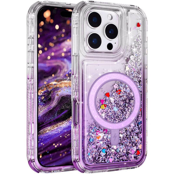 Entronix Case for Iphone 17/16 Air/Plus/Pro Max - Cute Liquid Glitter Triple-Layer Cover, [Magnetic] Smartphone Accessories Protective Shockproof