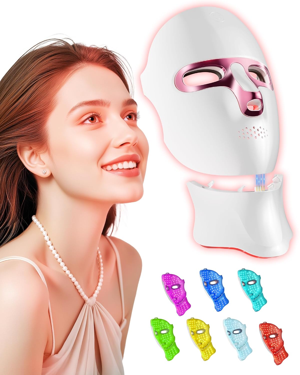 FOLOKE Red Light Therapy Mask for Face & Neck, LED Face Light Therapy,USB C Rechargeable,Infrared Mask for Home Working Travel Yoga Bright Mart