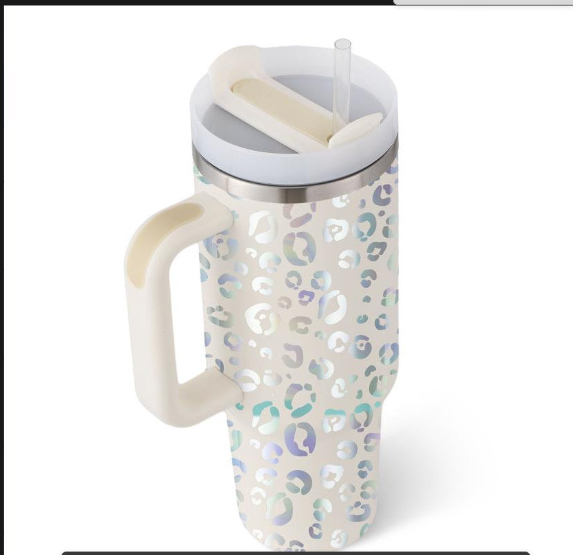 40 Oz Insulated Tumbler with Handle & Straw, Stainless Steel Vacuum Coffee Mug with Lid, Spill Proof Travel Cup for Car, Office, Gym – Valentine’s Day Gift for Lovers Bright Mart