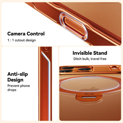 CASEKOO Cosmic Orange Iphone 17 Pro Max Case with 360 Spin Magnetic Stand [Fit for Magsafe][17Ft Military Protection] Slim Polished for Iphone 17 Pro Max Case with Stand 6.9'', Cosmic Orange