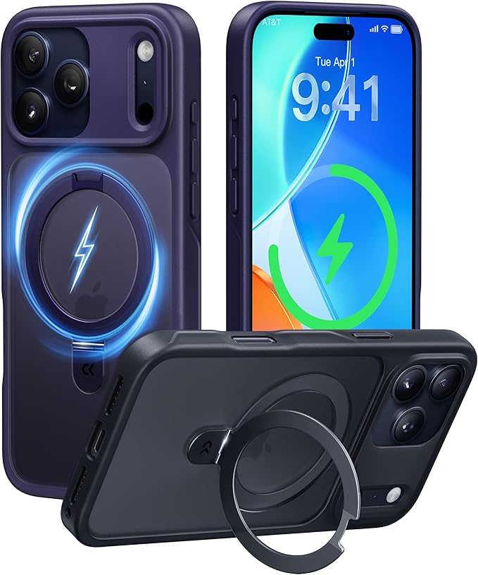 CASEKOO Deep Blue iPhone 17 Pro Max Case with Magnetic Invisible Stand | MagSafe Compatible Military-Grade Drop Protection Shockproof Translucent Matte Slim Phone Cover Bright Mart