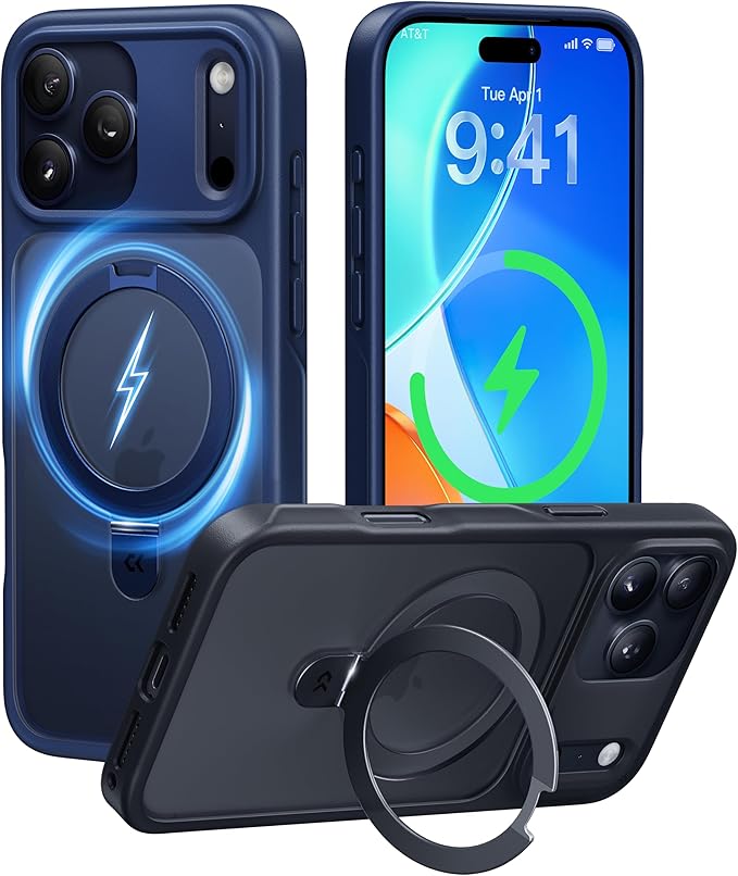 CASEKOO Deep Blue iPhone 17 Pro Max Case with Magnetic Invisible Stand | MagSafe Compatible Military-Grade Drop Protection Shockproof Translucent Matte Slim Phone Cover Bright Mart