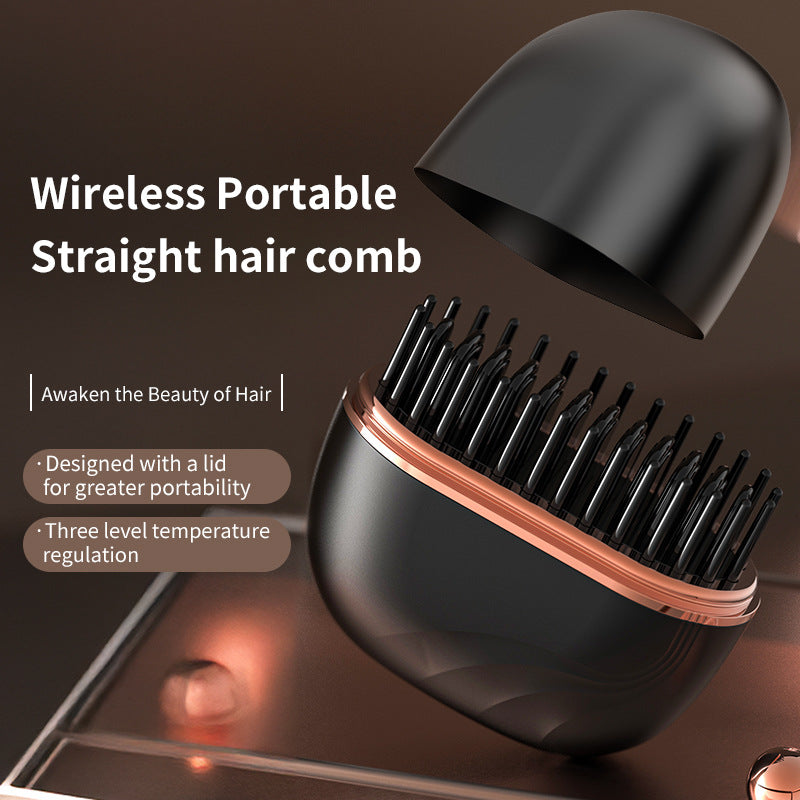 Cordless Mini Hair Straightener Brush – Pocket-Size, Rechargeable & Travel Friendly Bright Mart