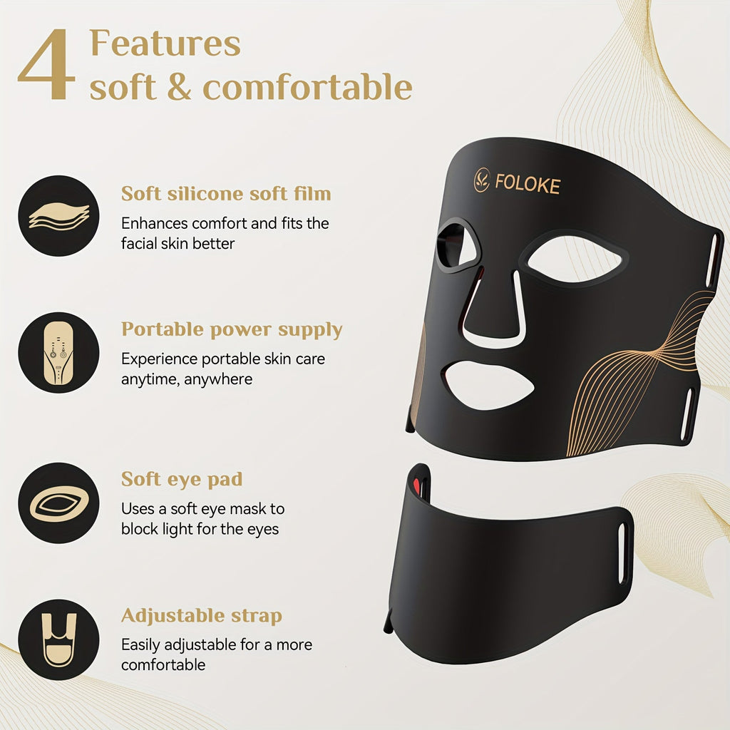 FOLOKE LED Light Therapy Mask Skin Care, 103 3-in-1 Fusion LED Beads, LEDs face mask & neck mask Infrared Red - Wavelength for Home Use, – Advanced Skincare Made Easy Bright Mart