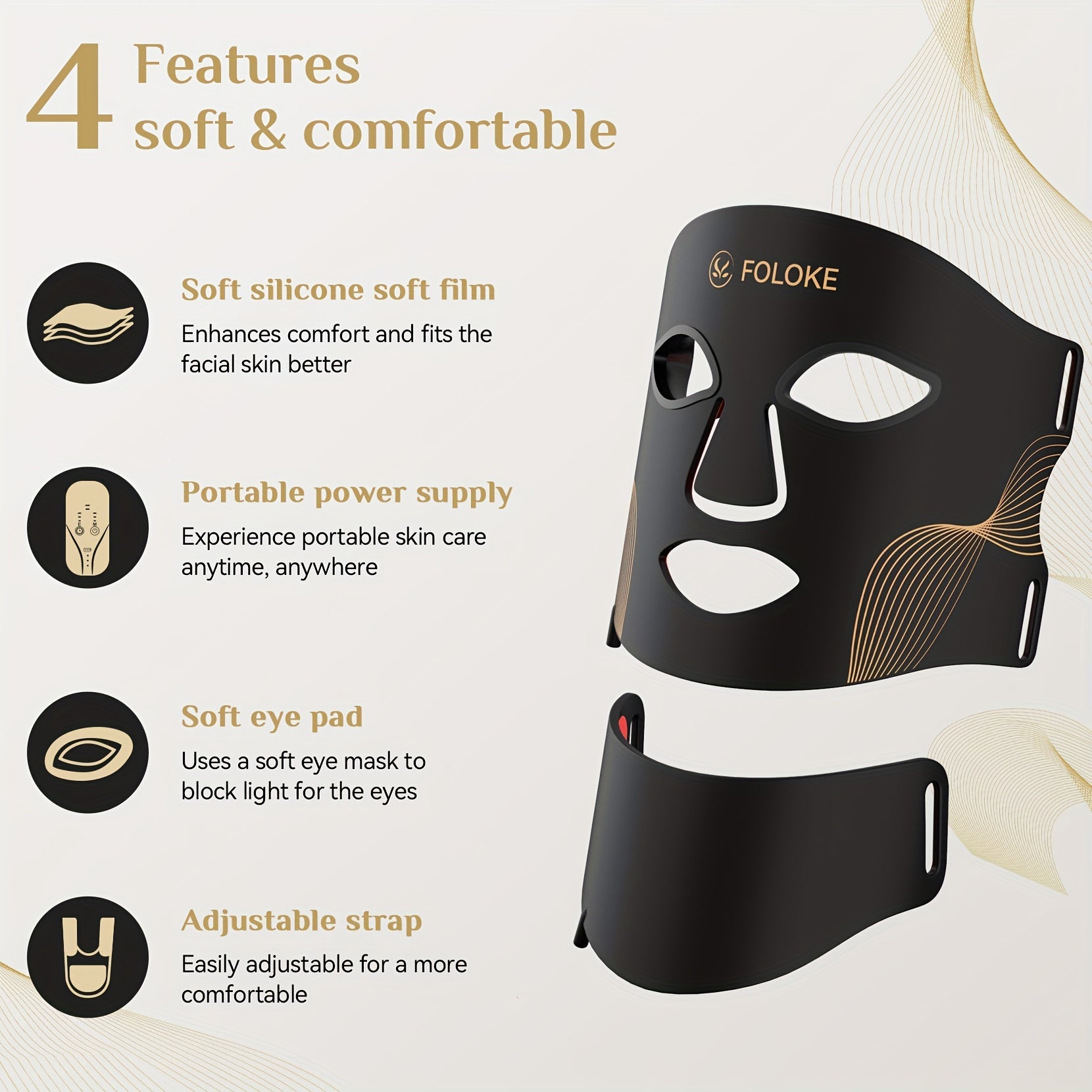 FOLOKE LED Light Therapy Mask Skin Care, 103 3-in-1 Fusion LED Beads, LEDs face mask & neck mask Infrared Red - Wavelength for Home Use, – Advanced Skincare Made Easy Bright Mart