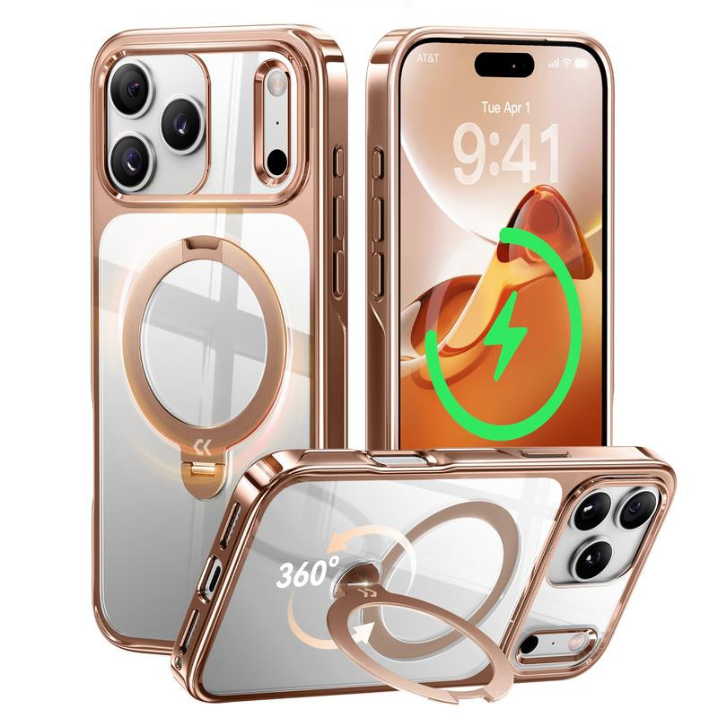 CASEKOO Cosmic Orange Iphone 17 Pro Max Case with 360 Spin Magnetic Stand [Fit for Magsafe][17Ft Military Protection] Slim Polished for Iphone 17 Pro Max Case with Stand 6.9'', Cosmic Orange