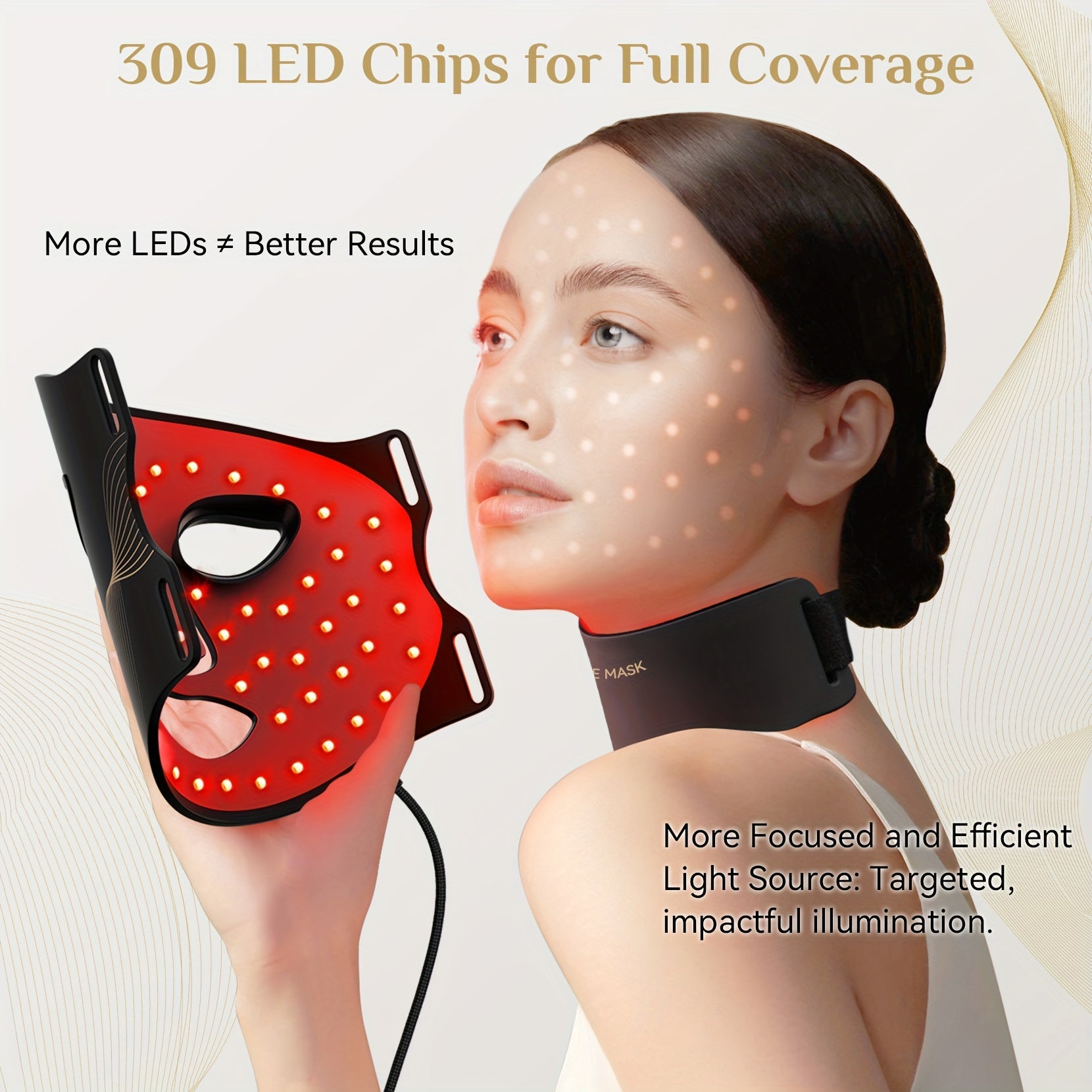 FOLOKE LED Light Therapy Mask Skin Care, 103 3-in-1 Fusion LED Beads, LEDs face mask & neck mask Infrared Red - Wavelength for Home Use, – Advanced Skincare Made Easy Bright Mart