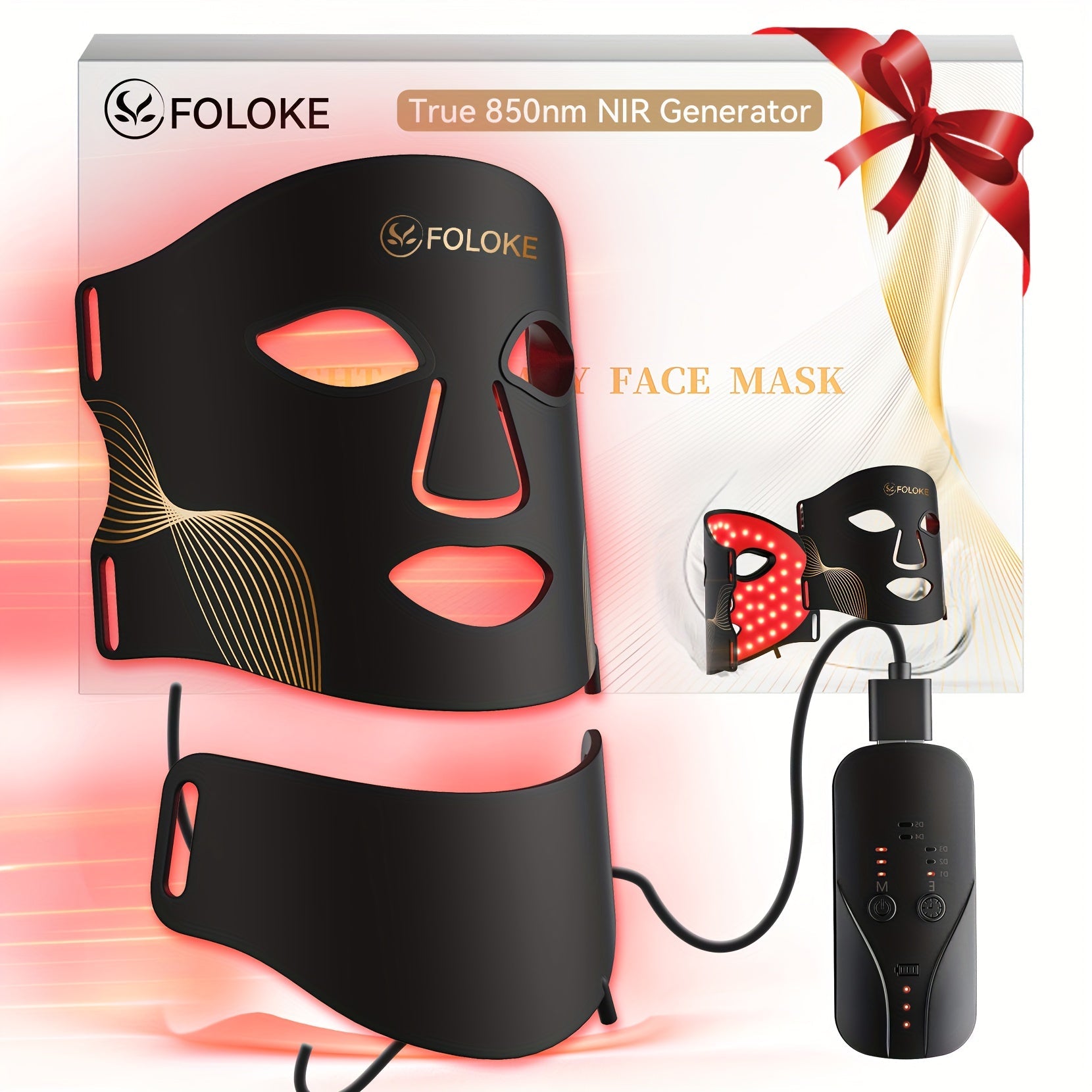 FOLOKE LED Light Therapy Mask Skin Care, 103 3-in-1 Fusion LED Beads, LEDs face mask & neck mask Infrared Red - Wavelength for Home Use, – Advanced Skincare Made Easy Bright Mart