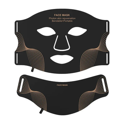 7 Color LED Face Mask with Neck Wireless Portable Red Light Therapy for Anti-Aging, Wrinkles, Skin Rejuvenation, Home Use Bright Mart