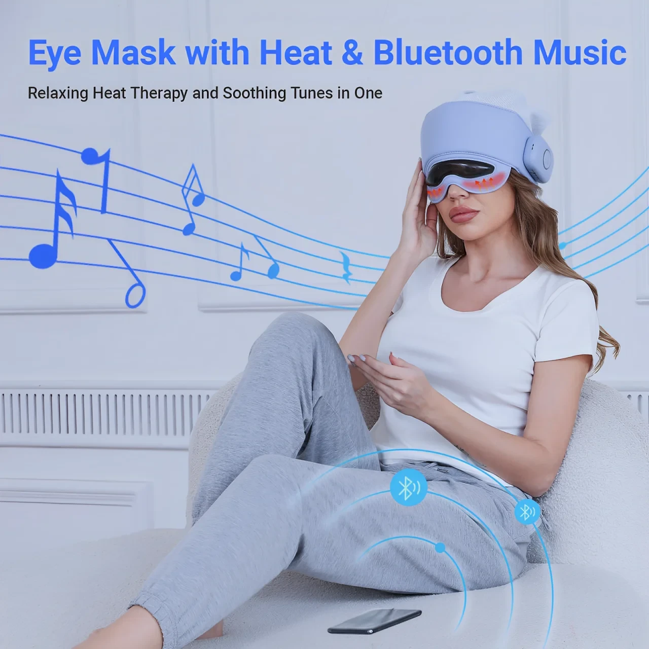 Head Massager for Fatigue Relief, Eye Massager with Heat, Head and Eye Massage for Stress Relief, Bluetooth-Capable, Ideal gifts Bright Mart