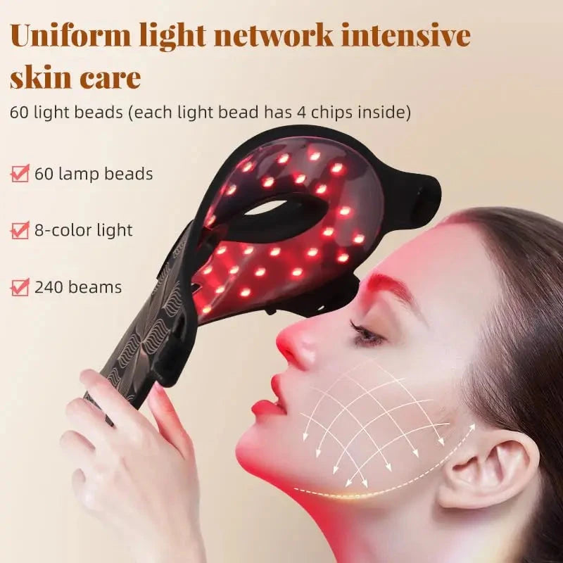 Red Light Therapy for Face & Neck, Red Light Mask with 850nm NIR, 7-1 Colors LED Light Therapy mask, Rechargeable LED Face & Neck Mask for Anti-Aging, Skin Firming & Radiant Glow at Home Bright Mart