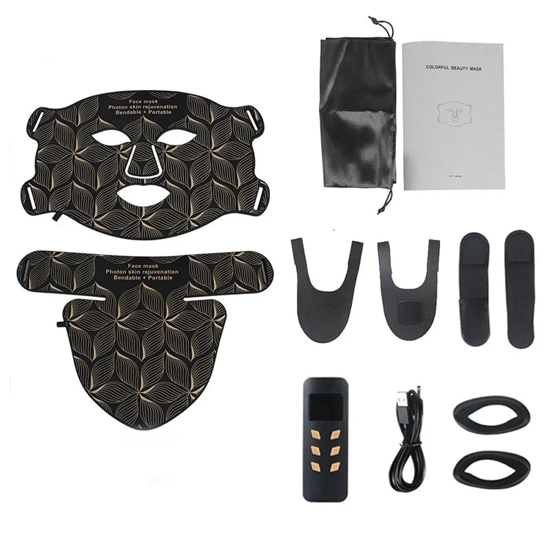 Red Light Therapy for Face & Neck, Red Light Mask with 850nm NIR, 7-1 Colors LED Light Therapy mask, Rechargeable LED Face & Neck Mask for Anti-Aging, Skin Firming & Radiant Glow at Home Bright Mart