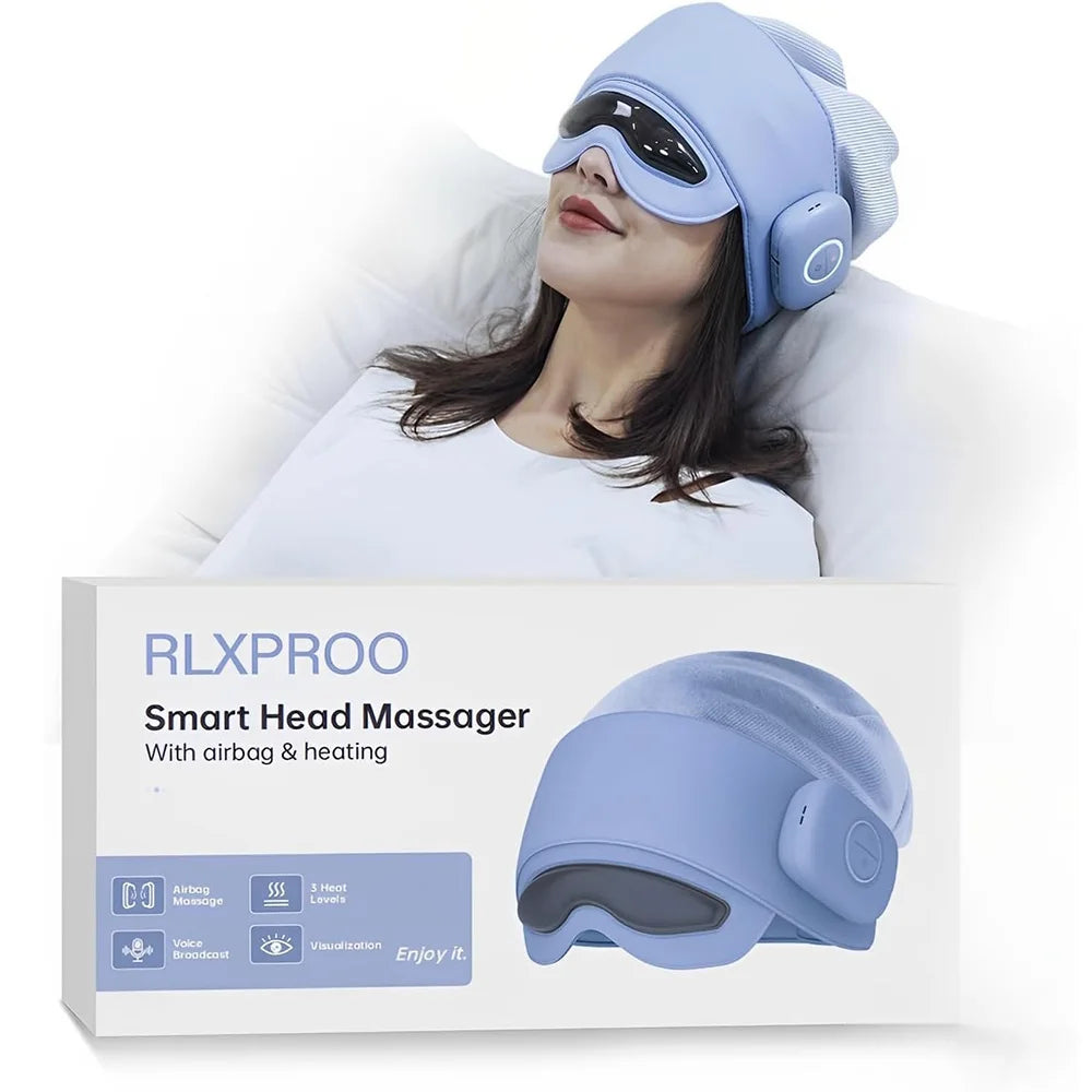 Head Massager for Fatigue Relief, Eye Massager with Heat, Head and Eye Massage for Stress Relief, Bluetooth-Capable, Ideal gifts Bright Mart