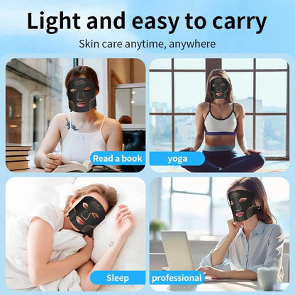 7 Color LED Face Mask with Neck Wireless Portable Red Light Therapy for Anti-Aging, Wrinkles, Skin Rejuvenation, Home Use Bright Mart