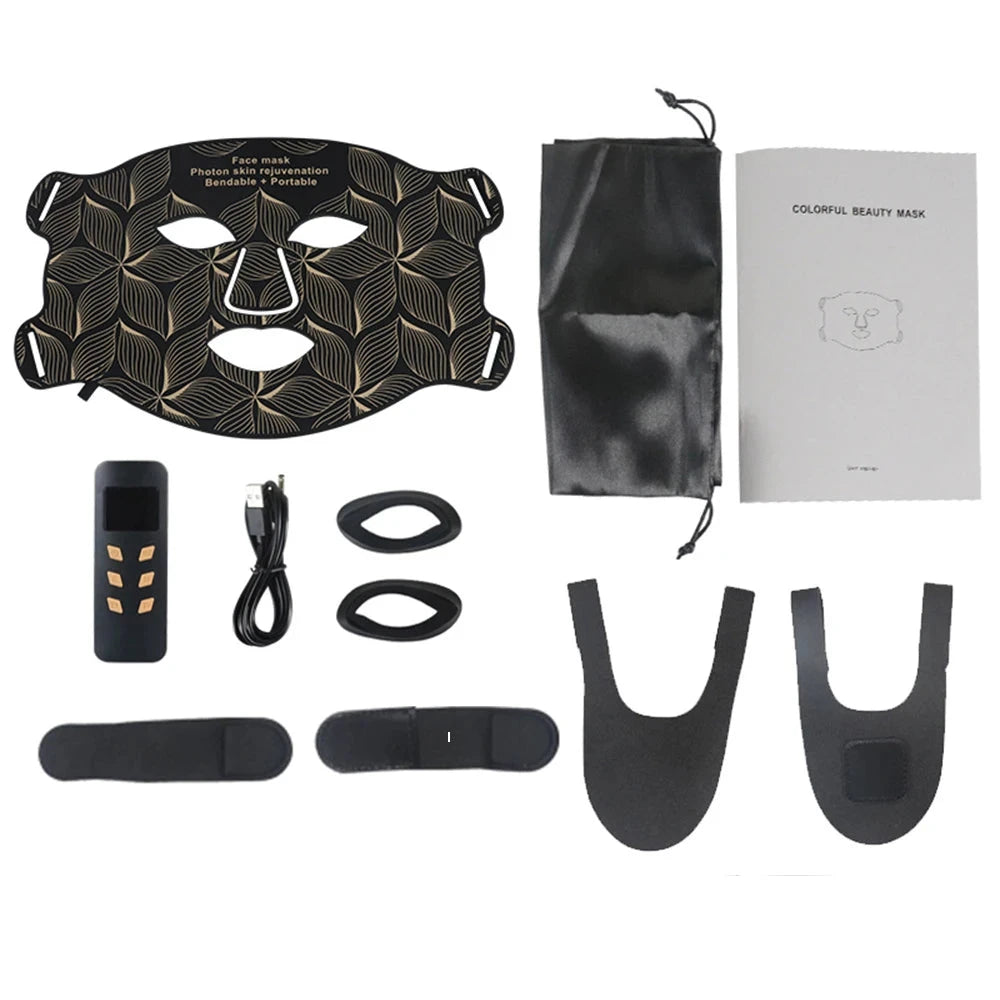 Red Light Therapy for Face & Neck, Red Light Mask with 850nm NIR, 7-1 Colors LED Light Therapy mask, Rechargeable LED Face & Neck Mask for Anti-Aging, Skin Firming & Radiant Glow at Home Bright Mart