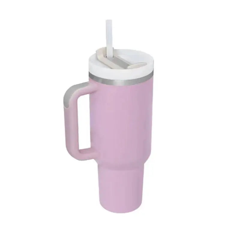 40 Oz Insulated Tumbler with Handle & Straw, Stainless Steel Vacuum Coffee Mug with Lid, Spill Proof Travel Cup for Car, Office, Gym – Valentine’s Day Gift for Lovers Bright Mart