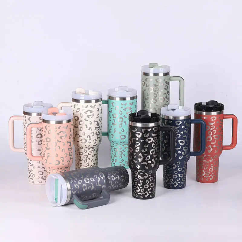 40 Oz Insulated Tumbler with Handle & Straw, Stainless Steel Vacuum Coffee Mug with Lid, Spill Proof Travel Cup for Car, Office, Gym – Valentine’s Day Gift for Lovers Bright Mart
