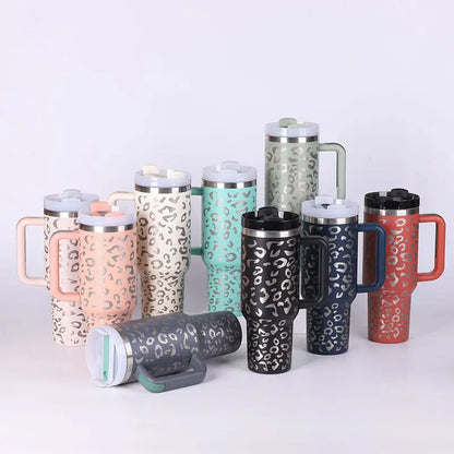 40 Oz Insulated Tumbler with Handle & Straw, Stainless Steel Vacuum Coffee Mug with Lid, Spill Proof Travel Cup for Car, Office, Gym – Valentine’s Day Gift for Lovers Bright Mart