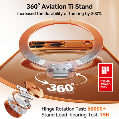 CASEKOO Cosmic Orange Iphone 17 Pro Max Case with 360 Spin Magnetic Stand [Fit for Magsafe][17Ft Military Protection] Slim Polished for Iphone 17 Pro Max Case with Stand 6.9'', Cosmic Orange