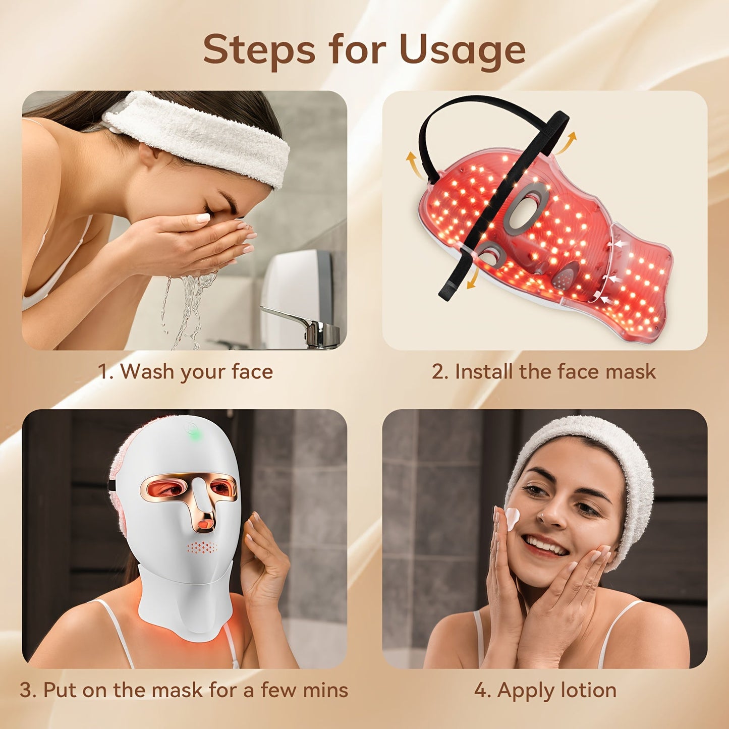 FOLOKE Red Light Therapy Mask for Face & Neck, LED Face Light Therapy,USB C Rechargeable,Infrared Mask for Home Working Travel Yoga Bright Mart