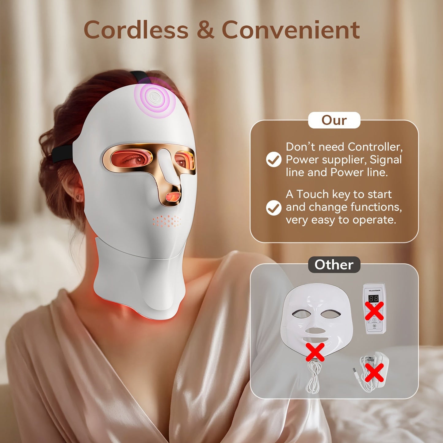 FOLOKE Red Light Therapy Mask for Face & Neck, LED Face Light Therapy,USB C Rechargeable,Infrared Mask for Home Working Travel Yoga Bright Mart