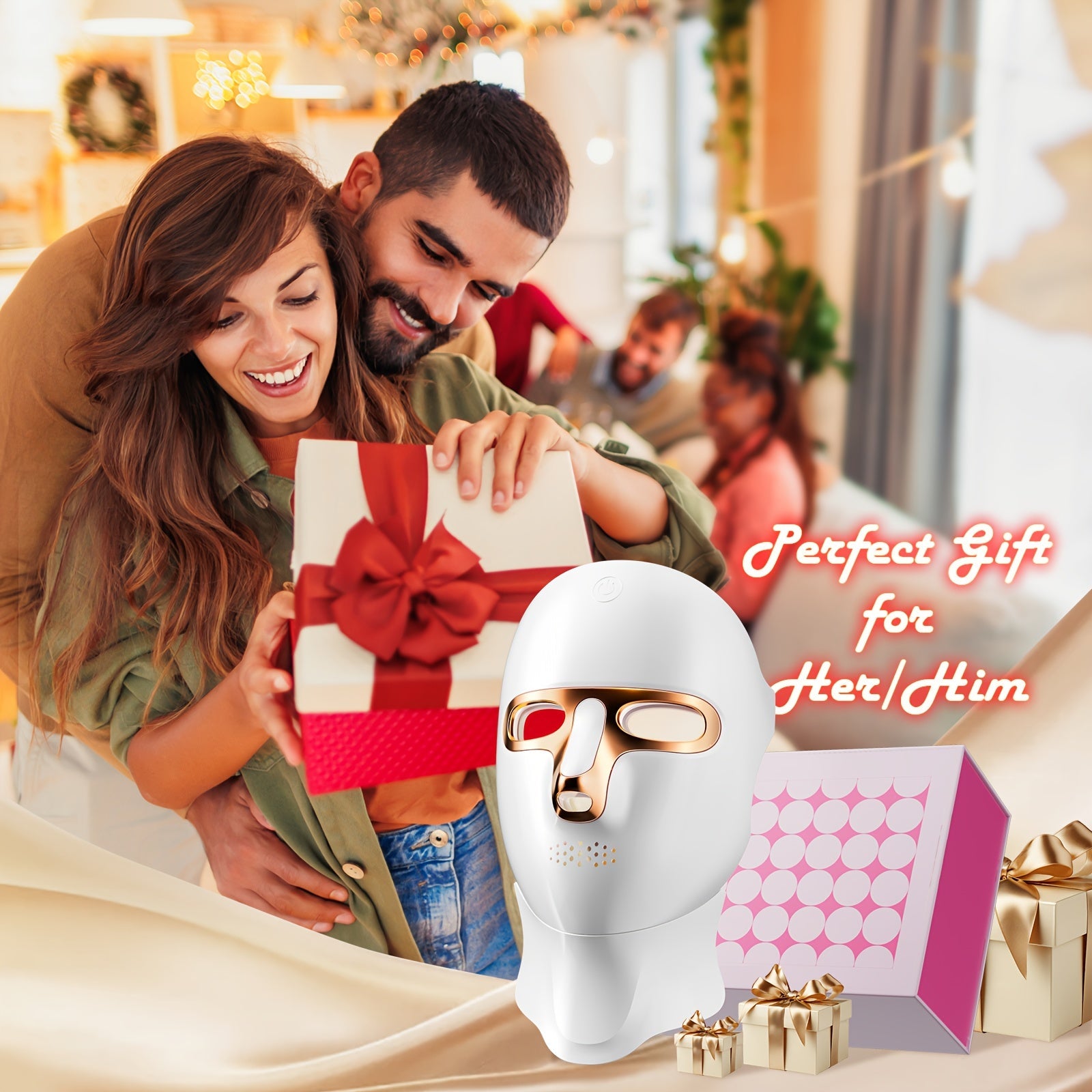 FOLOKE Red Light Therapy Mask for Face & Neck, LED Face Light Therapy,USB C Rechargeable,Infrared Mask for Home Working Travel Yoga Bright Mart