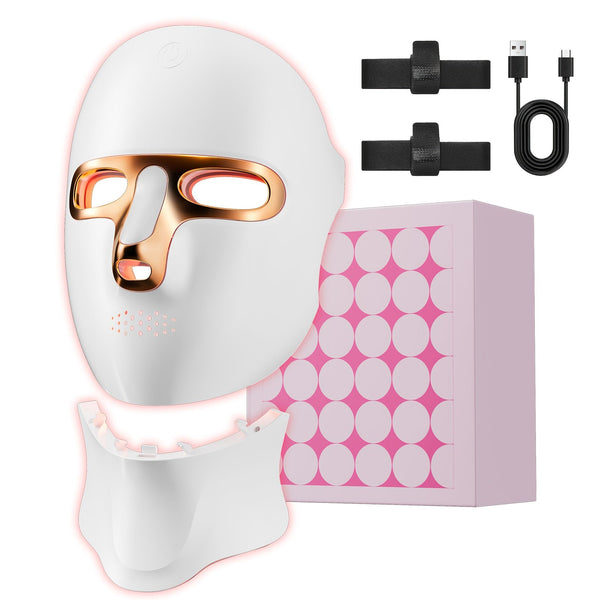 FOLOKE Red Light Therapy Mask for Face & Neck, LED Face Light Therapy,USB C Rechargeable,Infrared Mask for Home Working Travel Yoga Bright Mart