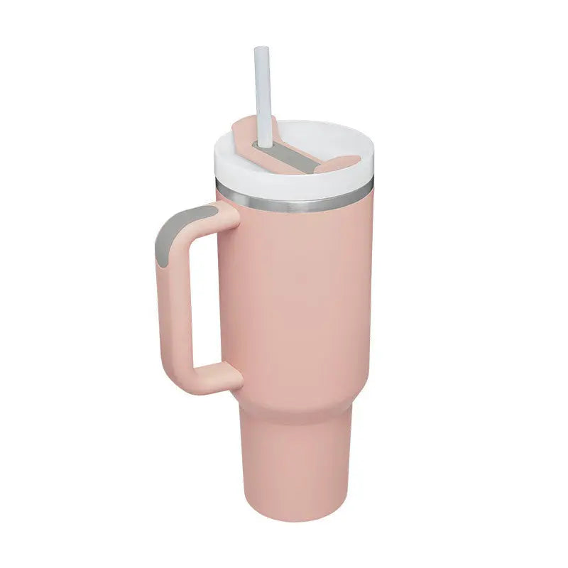 40 Oz Insulated Tumbler with Handle & Straw, Stainless Steel Vacuum Coffee Mug with Lid, Spill Proof Travel Cup for Car, Office, Gym – Valentine’s Day Gift for Lovers Bright Mart